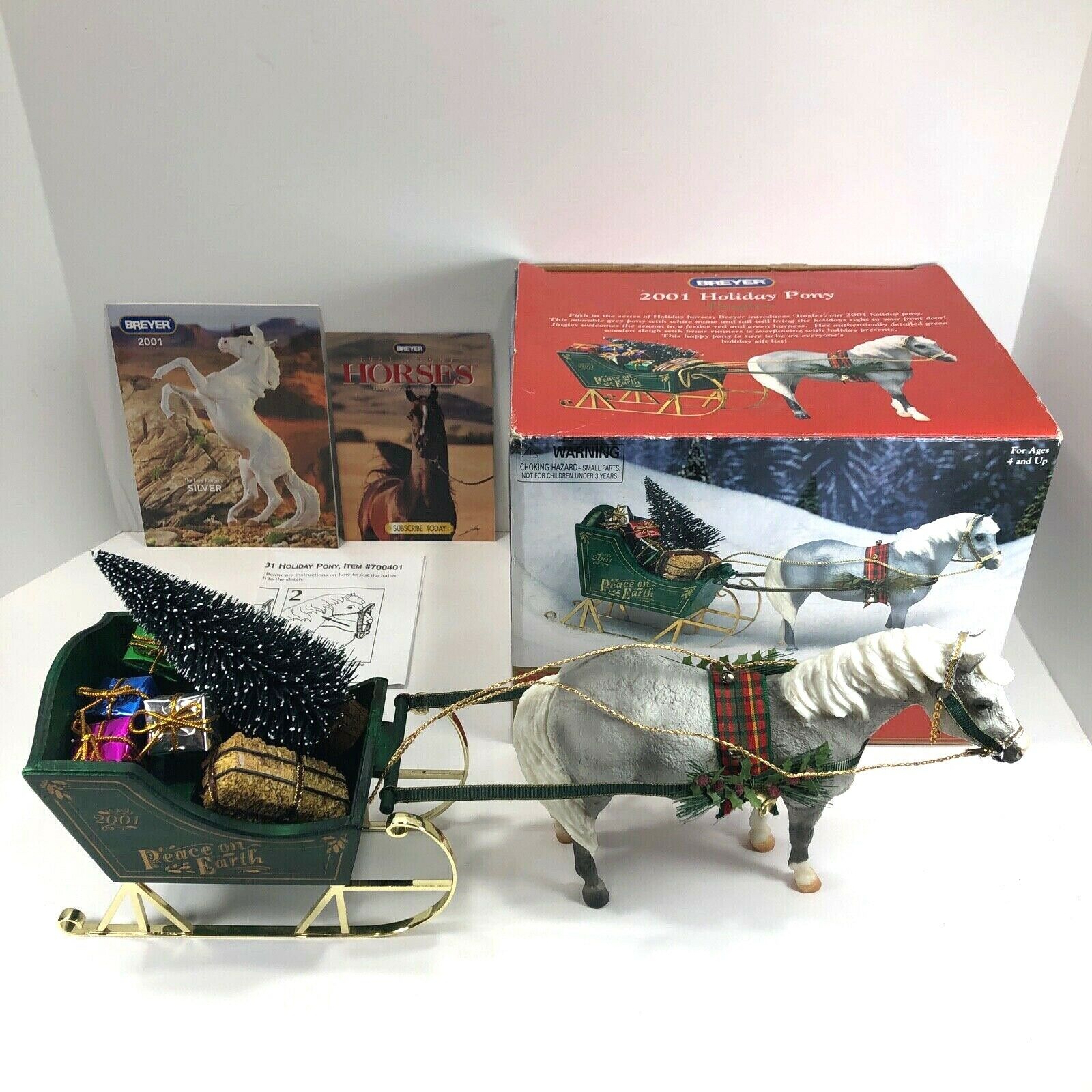 Breyer Horse Jingles 2001 Holiday Pony Sleigh Boxed #700401 Sleigh Presents Tree