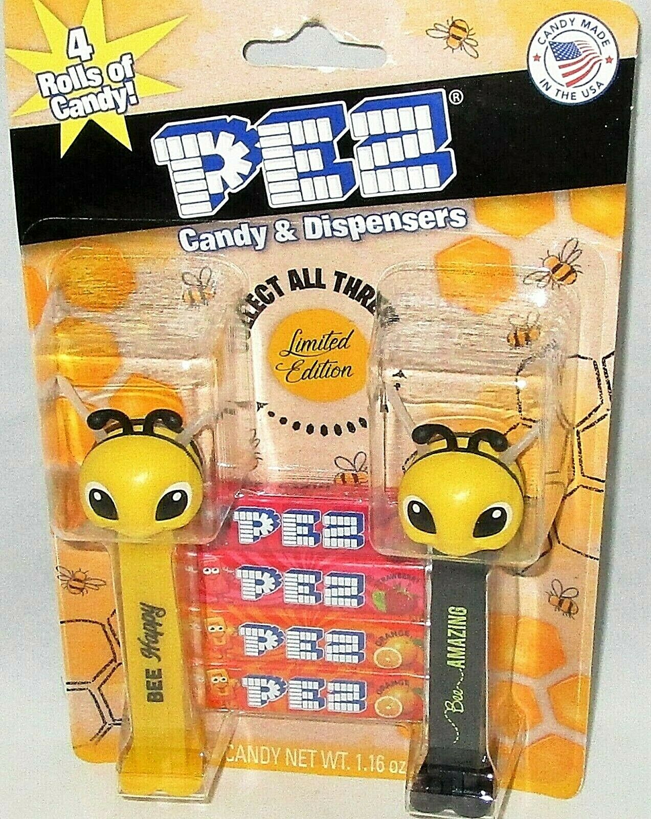 Pez Limited Edition Dispensers 2 Pack  Pez Bees /bee Happy & Bee Amazing