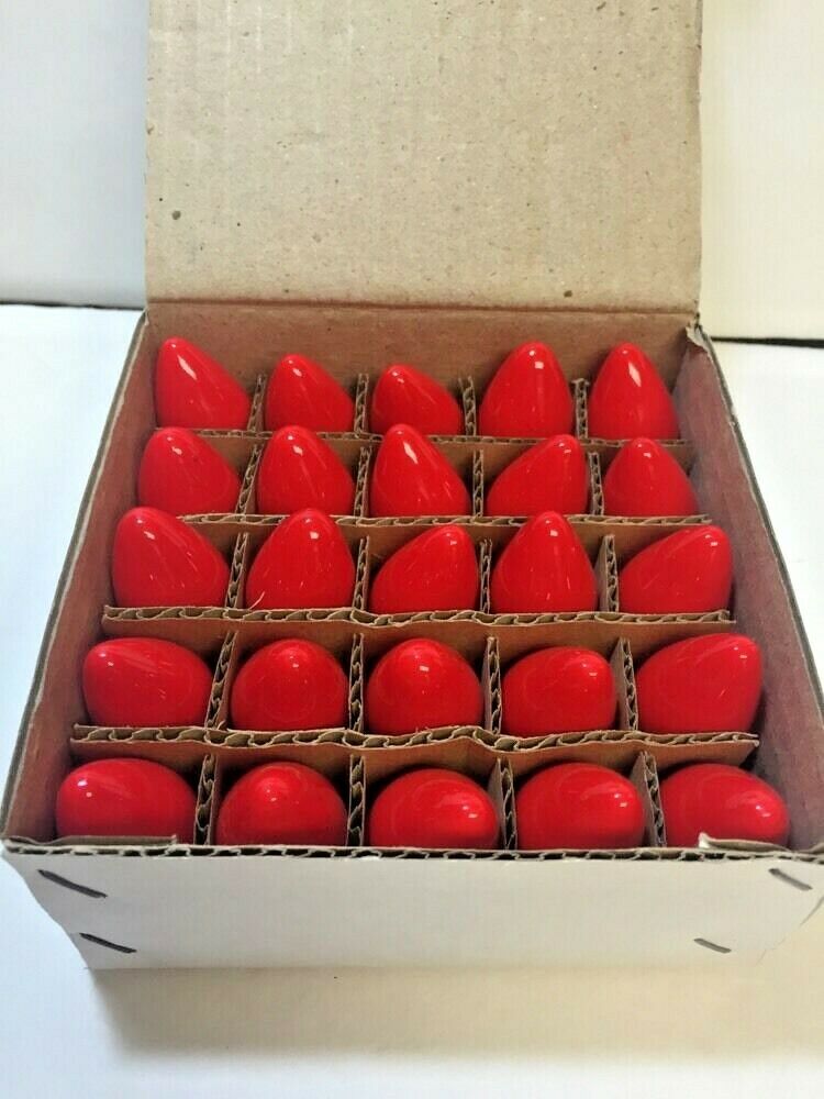 25 C7 Red Christmas Replacement Light Bulbs From The Grinch Movie New Old Stock