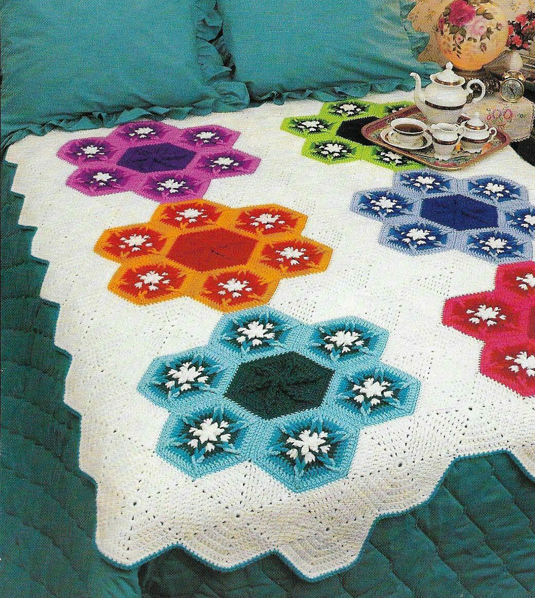 Snow Garden Afghan Digest Size Crochet Pattern Instructions