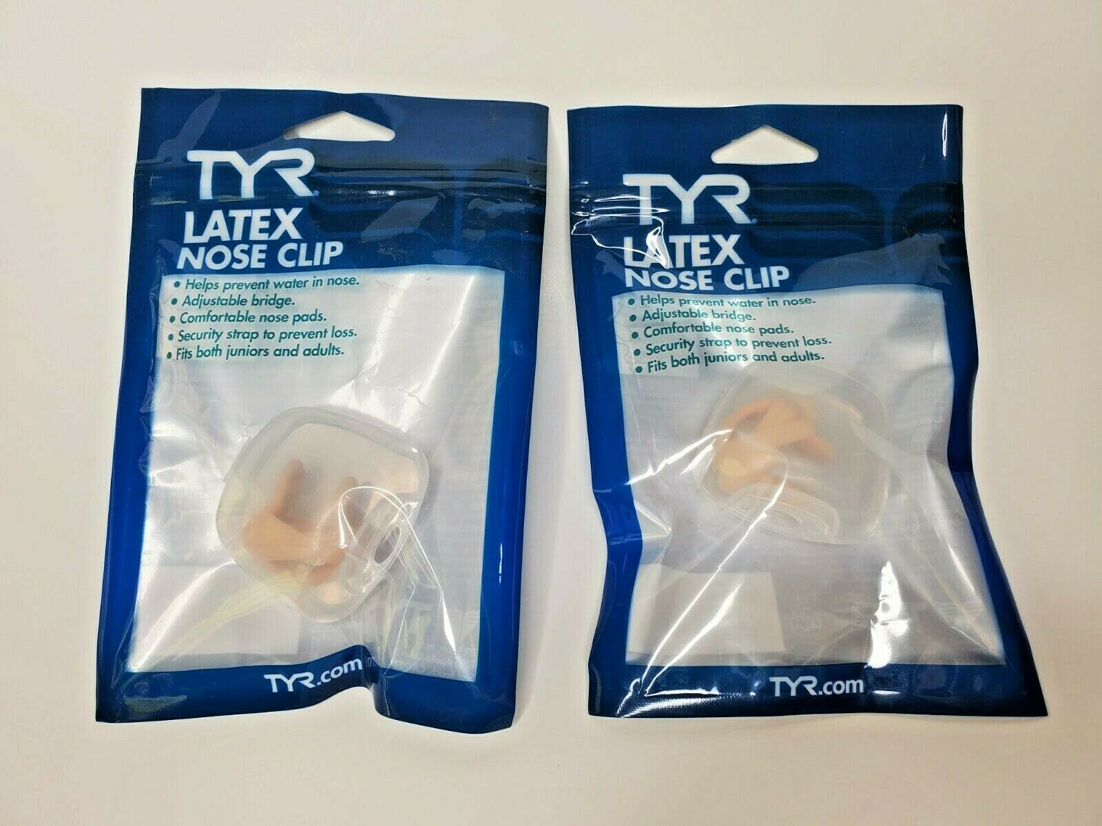 Lot Of 2 Tyr Latex Nose Clip W/ Case Swimming Fits Juniors & Adults No Color New
