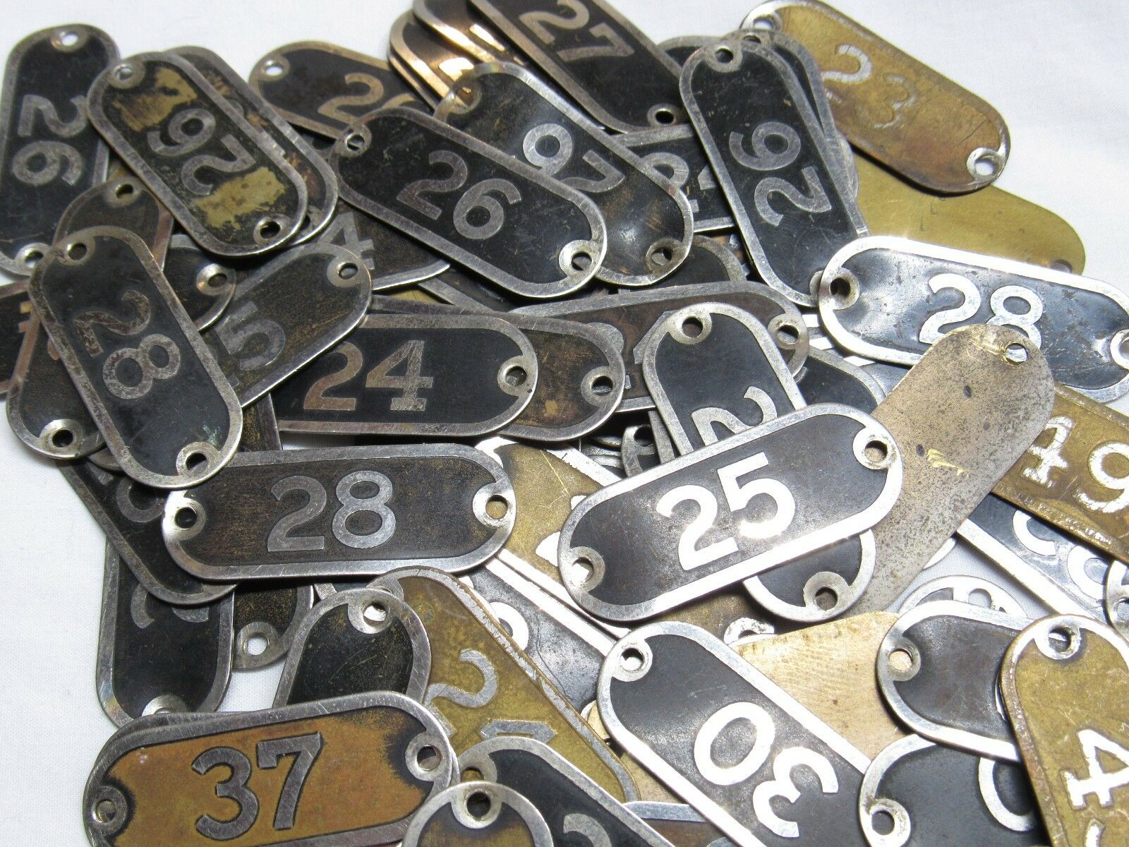 You Pick # Brass Number Seating Locker Basket Drawer Tags Plate Type 9 9a