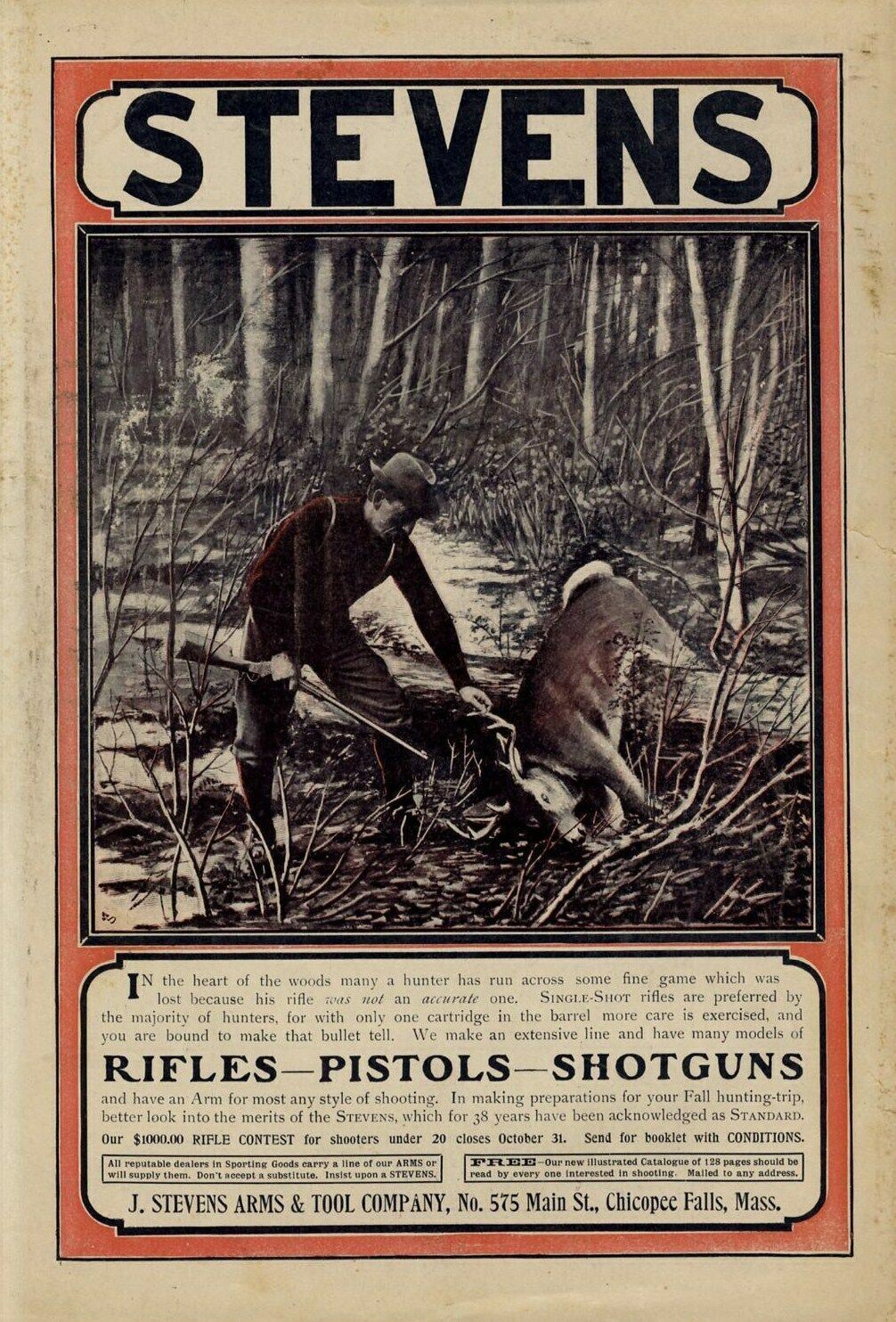 Stevens Rifles Pistols Shotguns Chicopee Falls Mass. Vintage Advertisement
