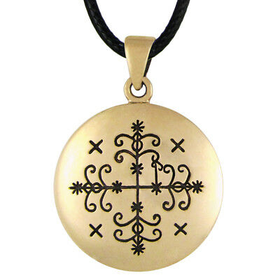 Bronze Papa Legba Voodoo Loa Veve Pendant Vodoun Lwa Necklace Talisman Amulet