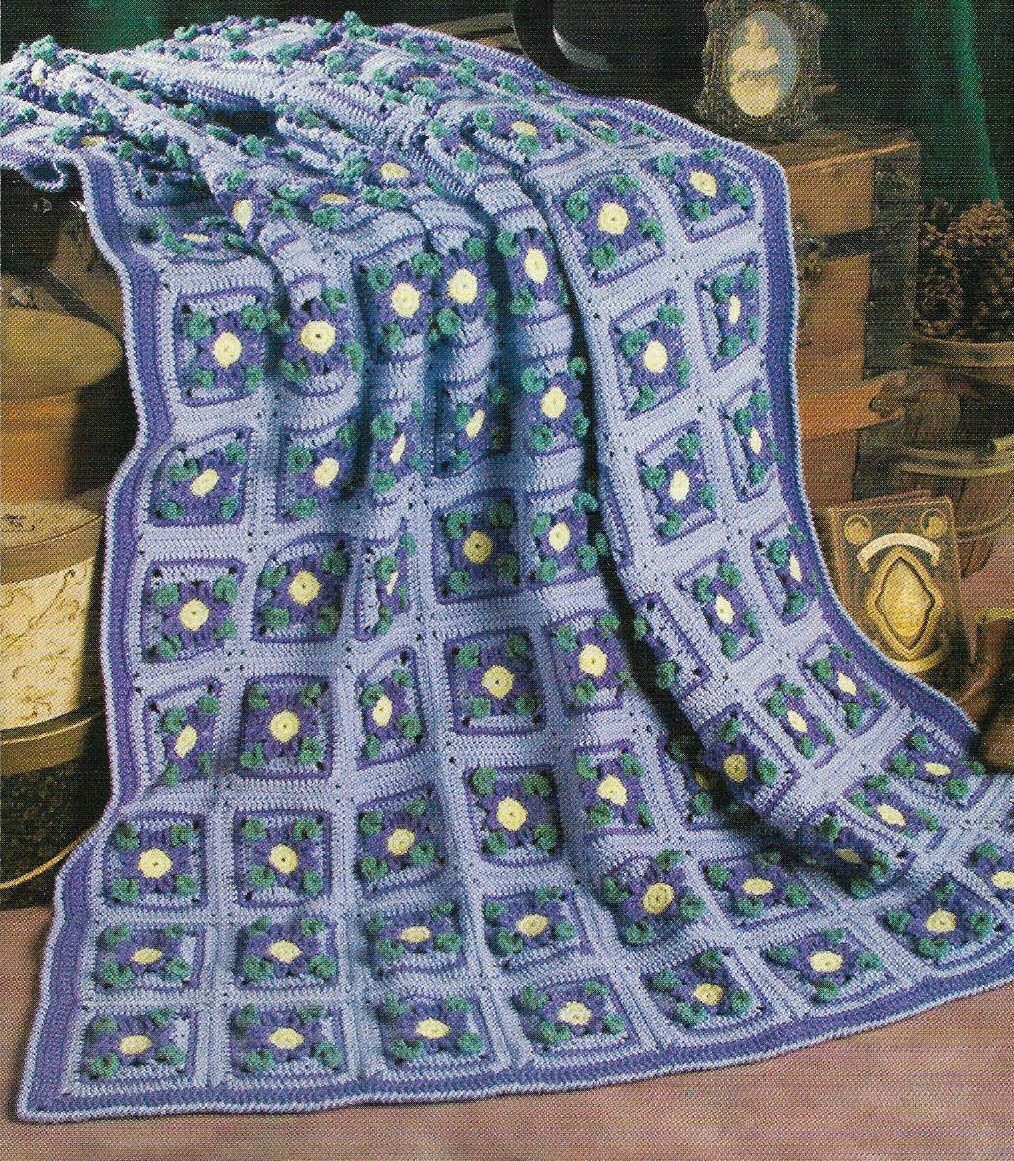 Americana Violets Afghan Digest Size Crochet Pattern Instructions