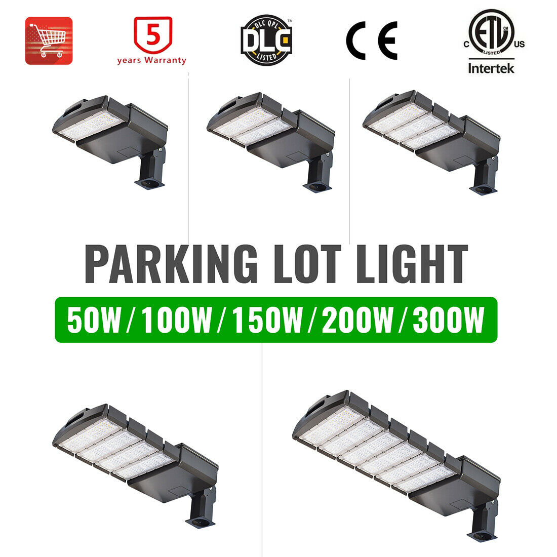Led Parking Lot Shoebox Pole Light 100/150/200/300w Commercial Street Area Light
