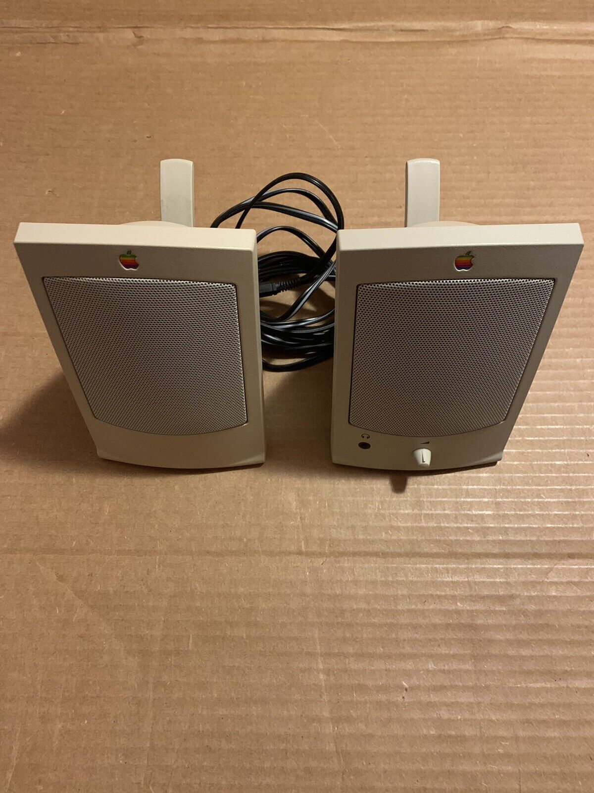 Vintage Appledesign M2497 Ii Speakers With All Cables Tested & Working Complete
