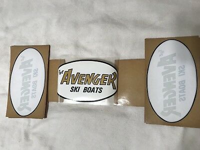 (pair) Vintage Late 1970's The Avenger Ski Boats Stickers