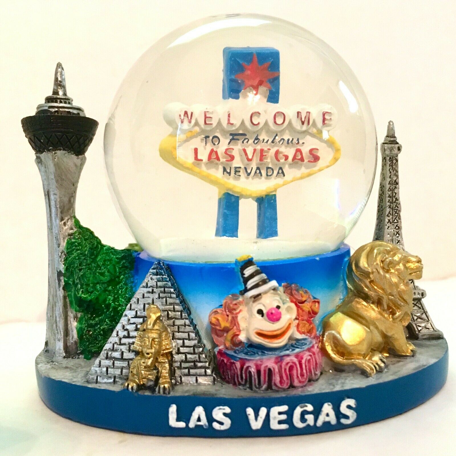 Las Vegas Snow Globe Paperweight Welcome To Fabulous Las Vegas Nevada 3.25" Tall