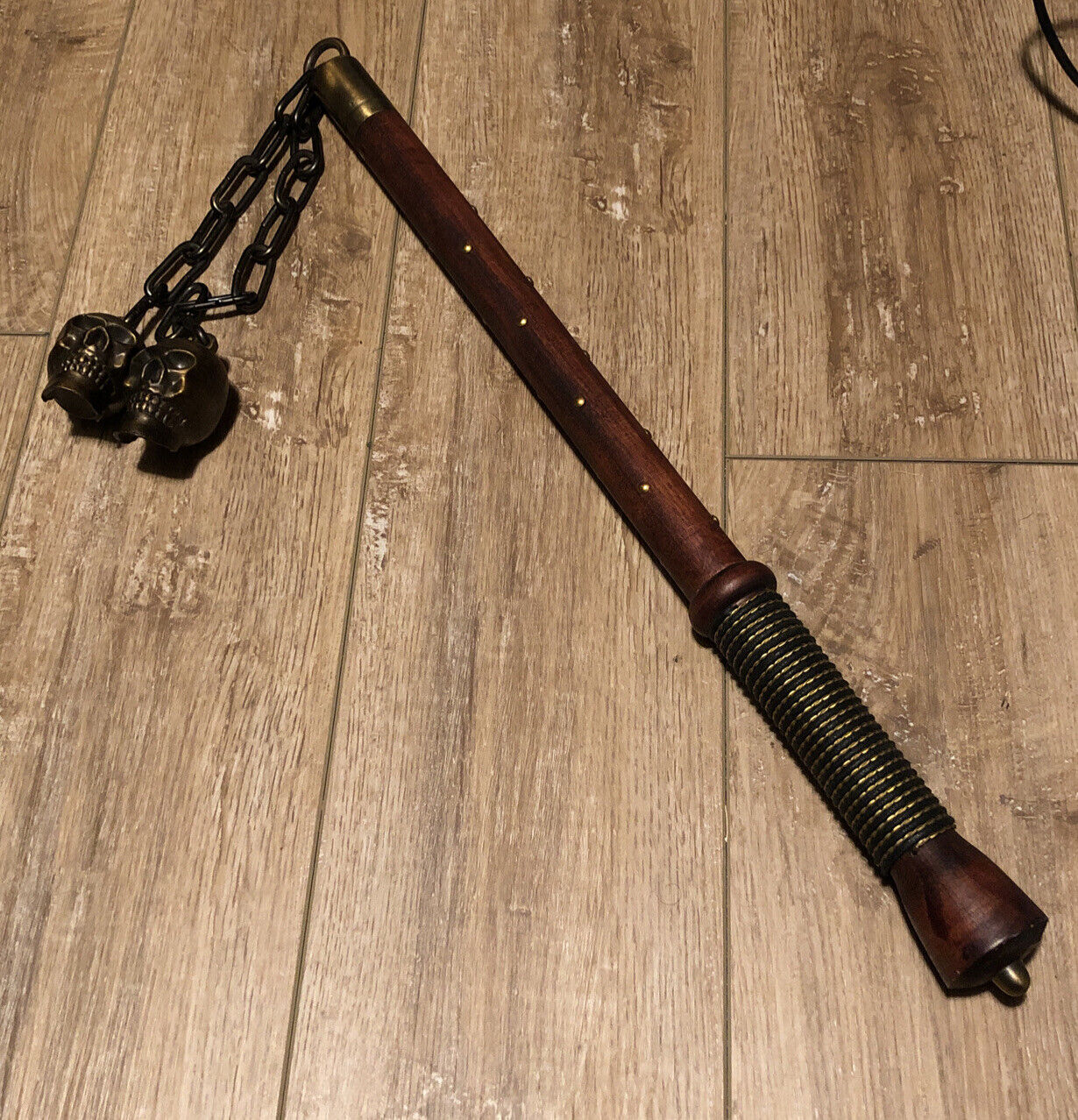 Flail / Mace Weapon With Double-chained Skulls  & Club
