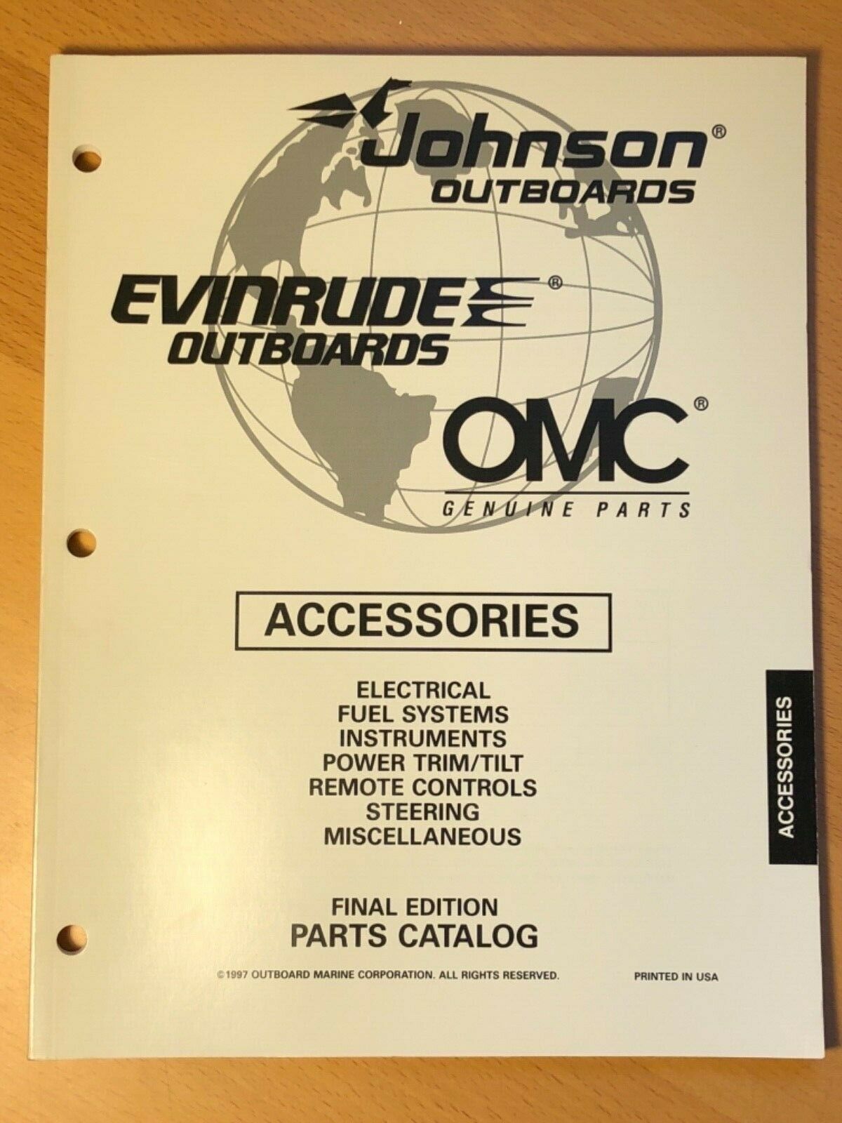 Evinrude Johnson Outboard Motor Accessories Parts Catalog Manual 1997 Omc