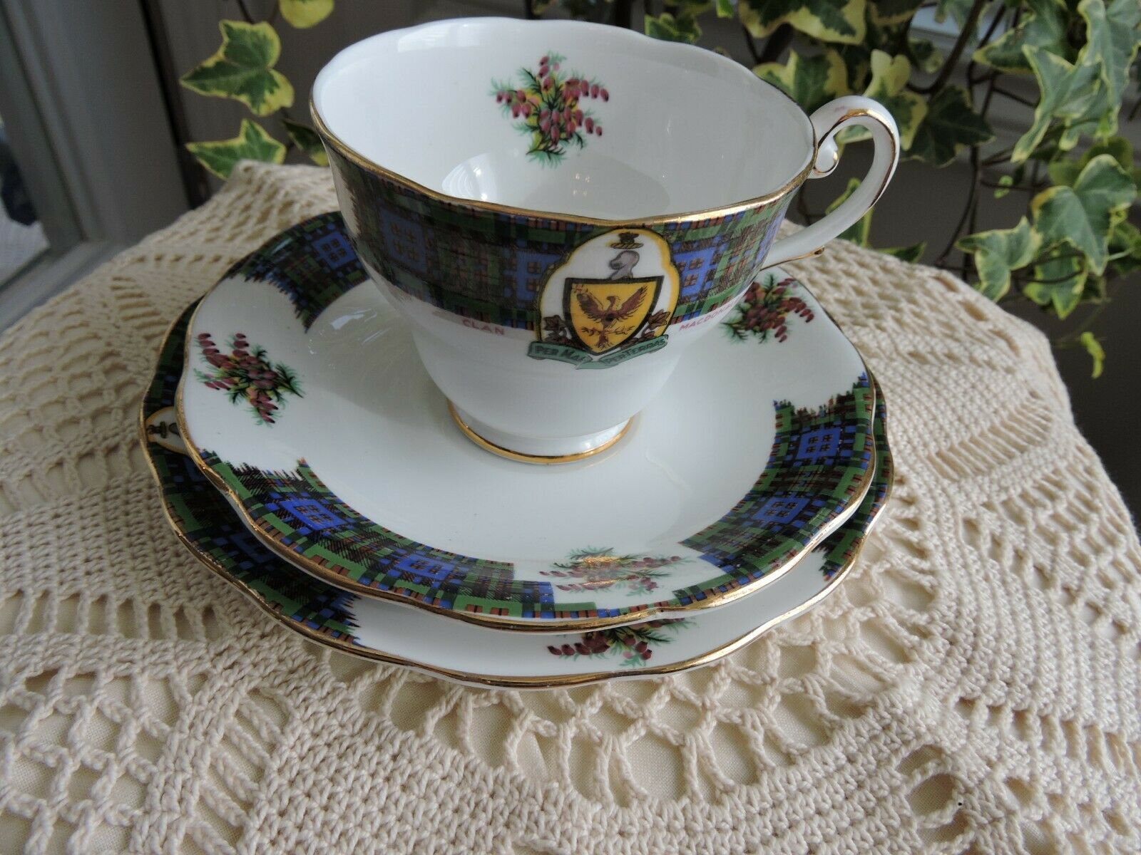 Bonnie Scotland Macdonald Trio Tea Cup Saucer Plate Bone China Royal Standard