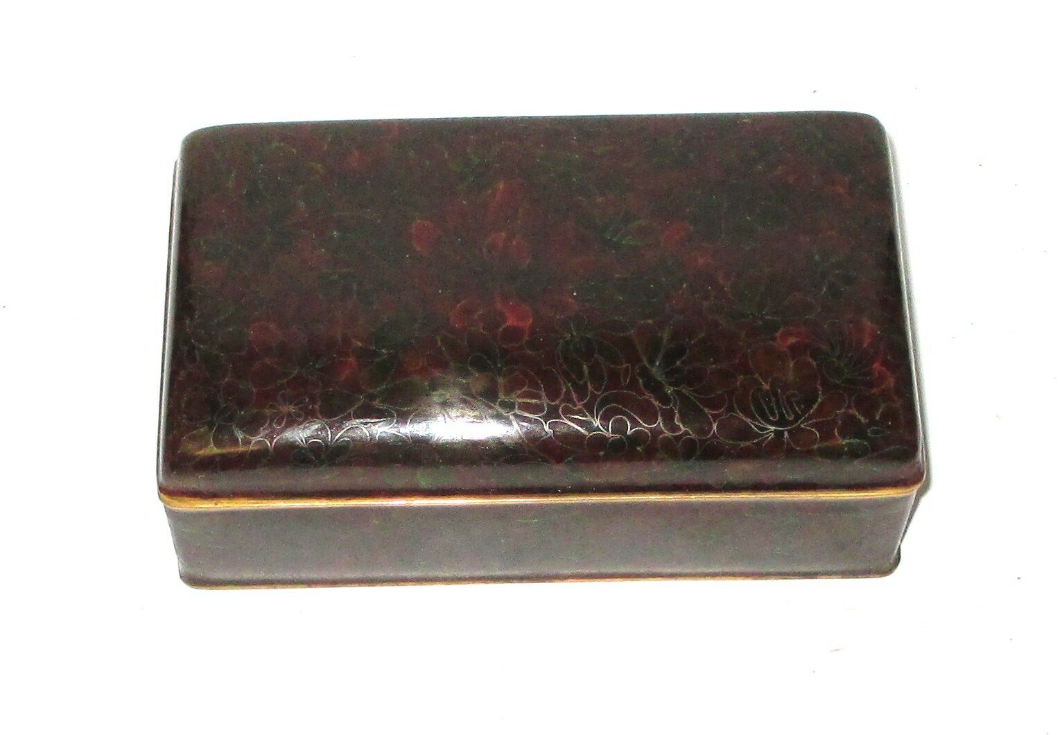 Rare Chinese Cloisonne Amber Enamel Trunk Shape Floral Box
