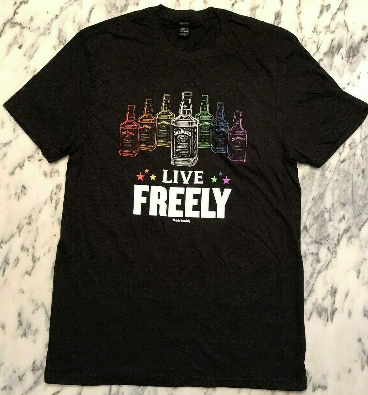 Jack Daniels Tennessee Whiskey Live Freely Men's T-shirt Size Small -new