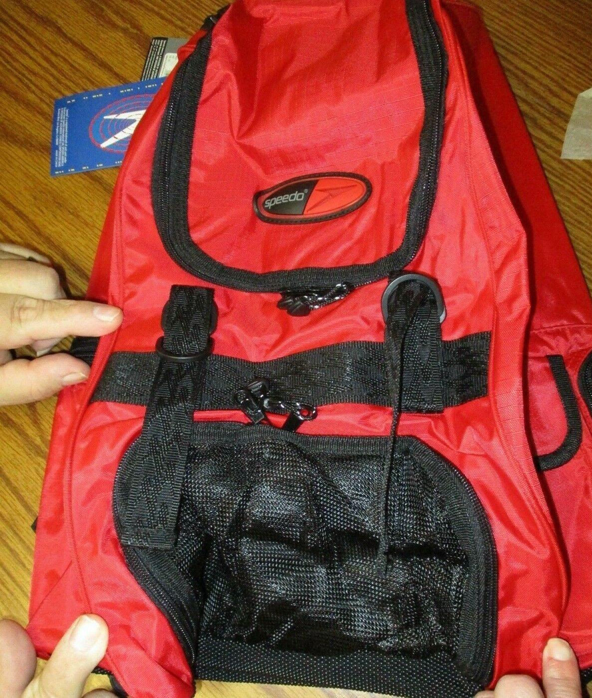 Speedo Backpack Swim Camp Performance Hiking Sports  Brand New Red Black St12-5