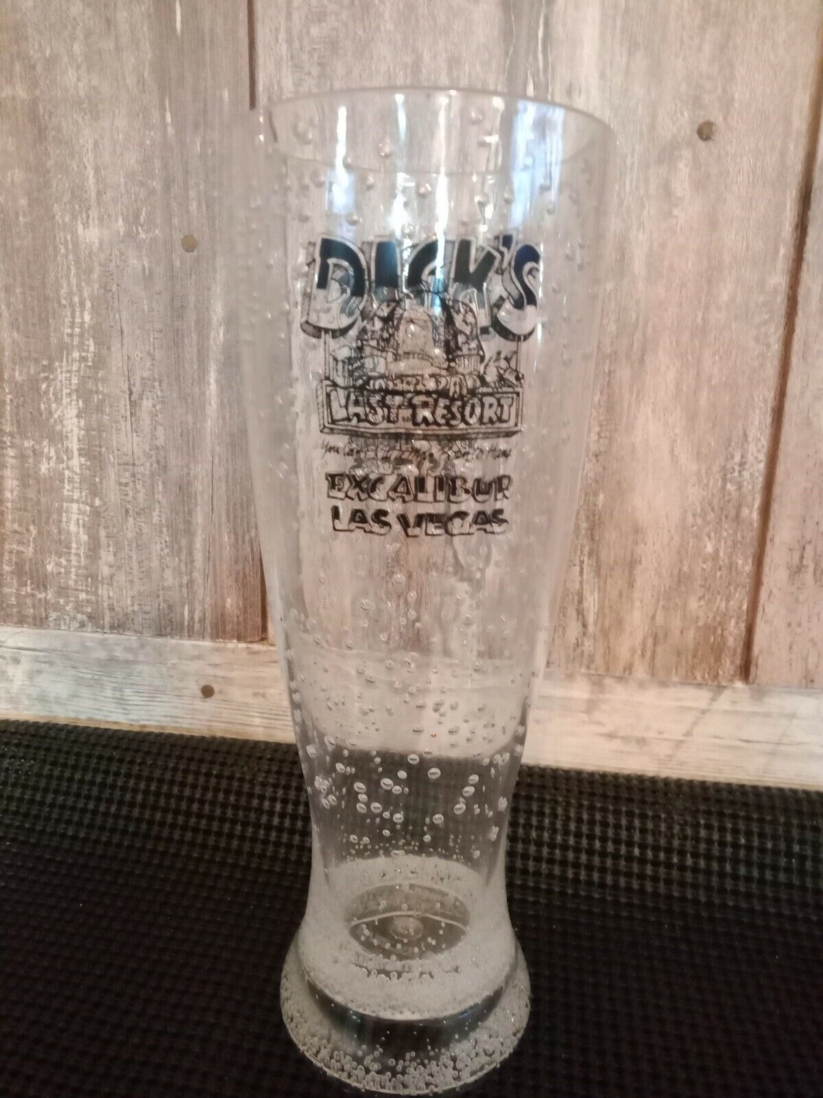 Beer Glass Las Vegas Excalibur Dick's Last Resort Plastic Bubbles 9"
