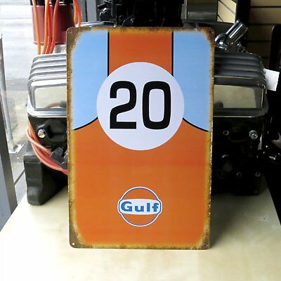 Gulf Oil Racing Gasoline Garage Metal Tin Sign Mancave For Ford Vw Porsche Fan