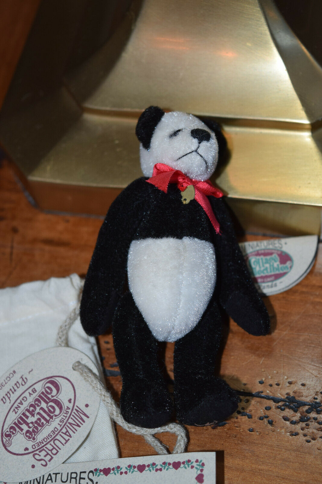 Ganz Cottage Collectibles Miniature "panda"  Coa & Bag Euc