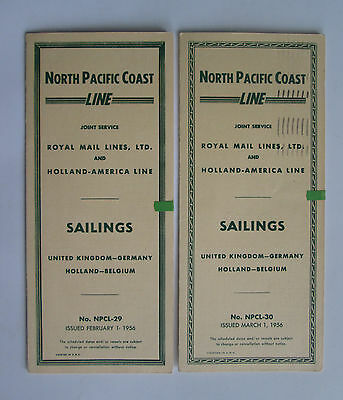 North Pacific Coast Line Holland America And Royal Mail Lines Ship Sailings 1956