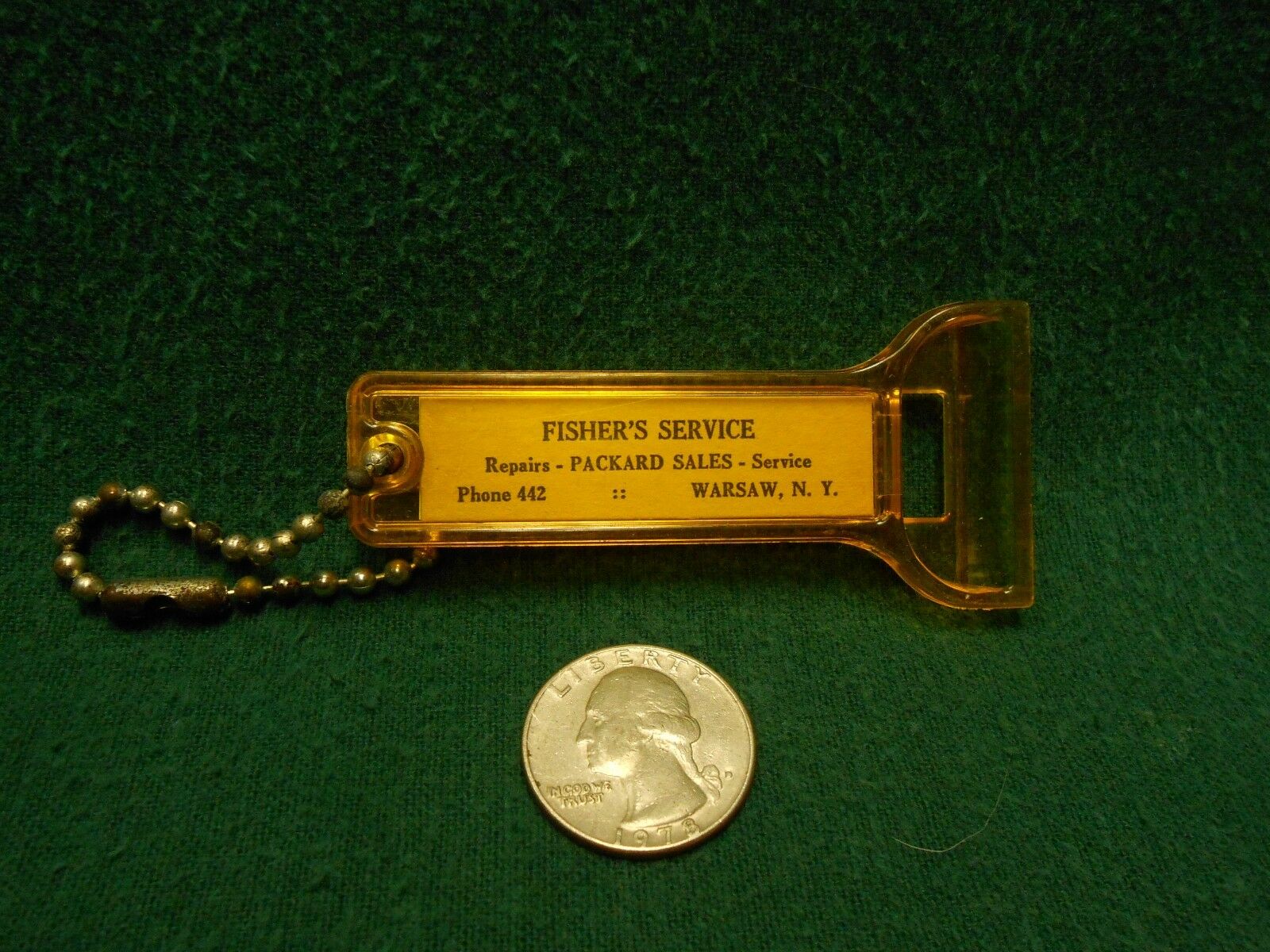 Original Packard Collectible Key Chain Ice Scraper Fisher's Service Warsaw N.y.