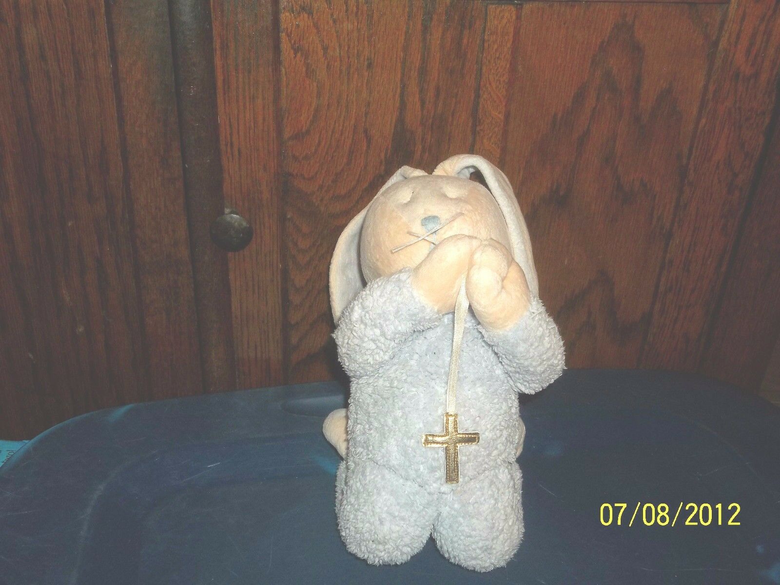 Ganz Heritage Praying Prayer Bunny Rabbit Plush Blue With Cross