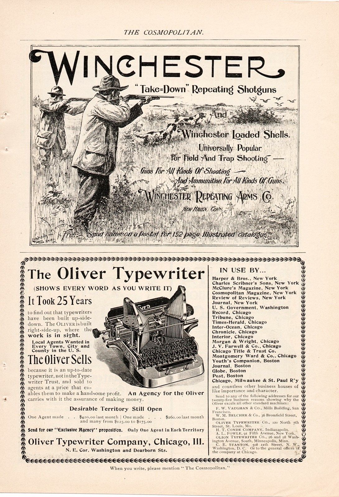 Seven 1898-1900 Winchester Rifles & Shotguns Ads
