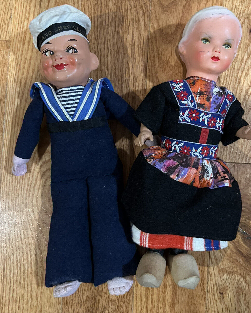 Vintage Holland America Lines Sailor Man And Holland Girl Dolls (2)
