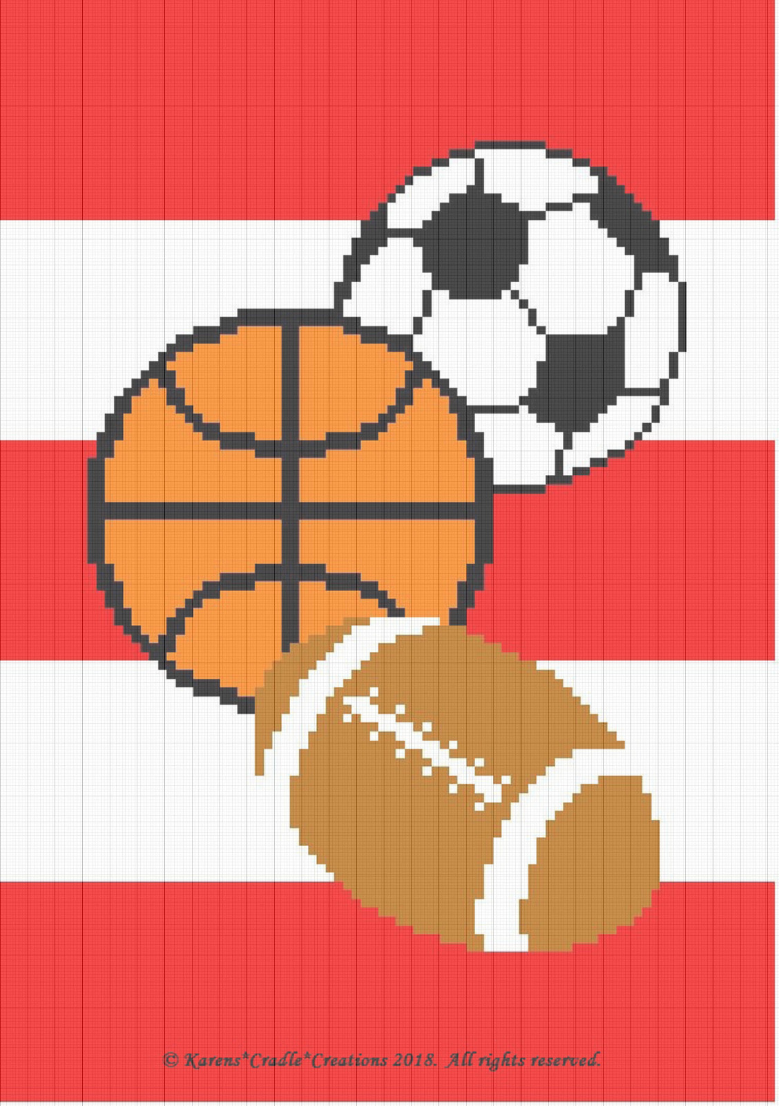 Crochet Patterns - Sports Balls - Stripes Baby Color Graph Afghan Pattern