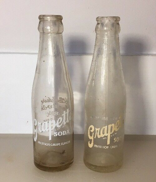 Vintage Empty Grapette 6 Ounce Grape Soda Bottles Imitation Grape Flavor