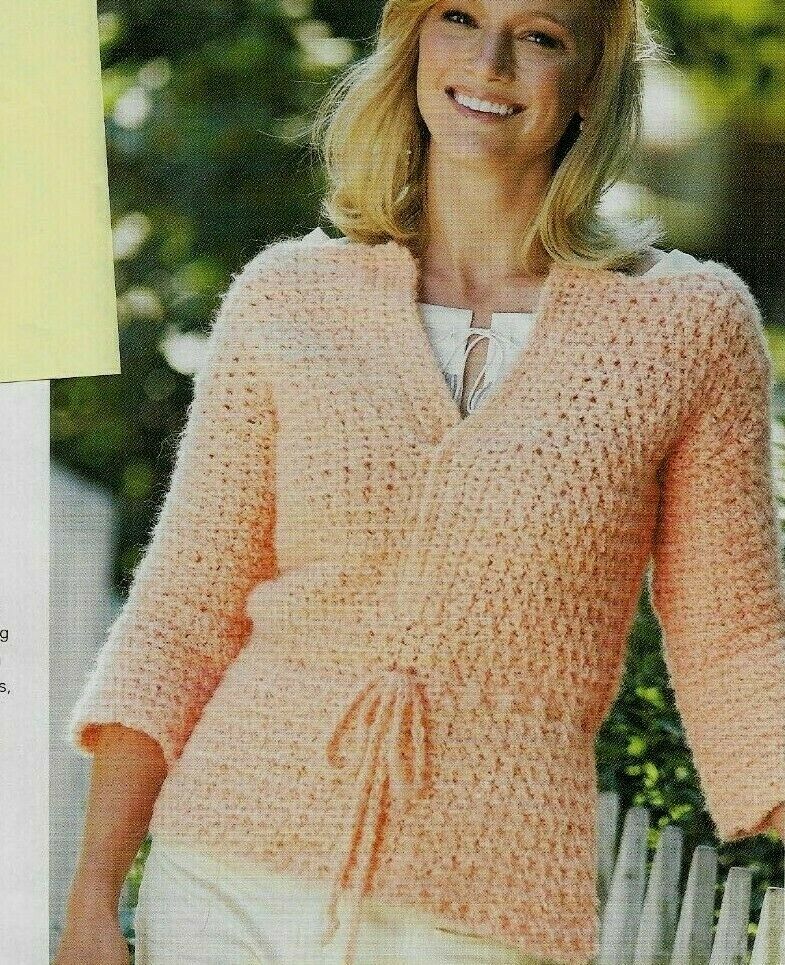 Drawstring Tunic Sweater 4 Sizes Women's Crochet Pattern Instructions