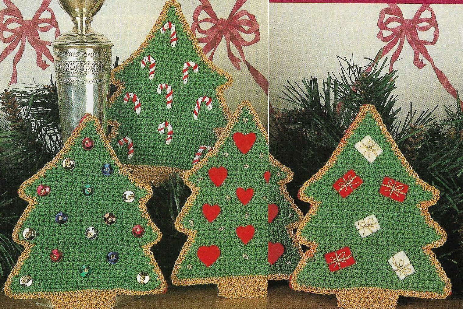 Christmas Tree Quartet 4 Designs Digest Size Crochet Pattern Instructions