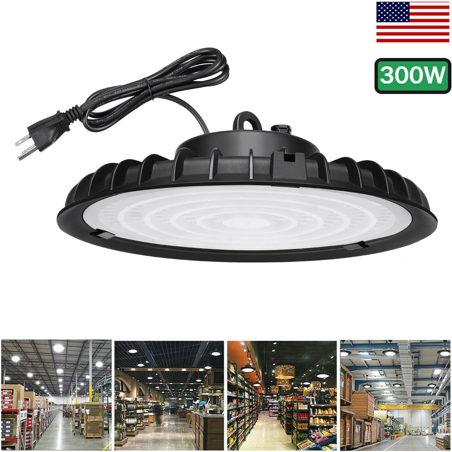 300w Ufo Led High Bay Light 6000k Shop Work Warehouse Industrial Lighting