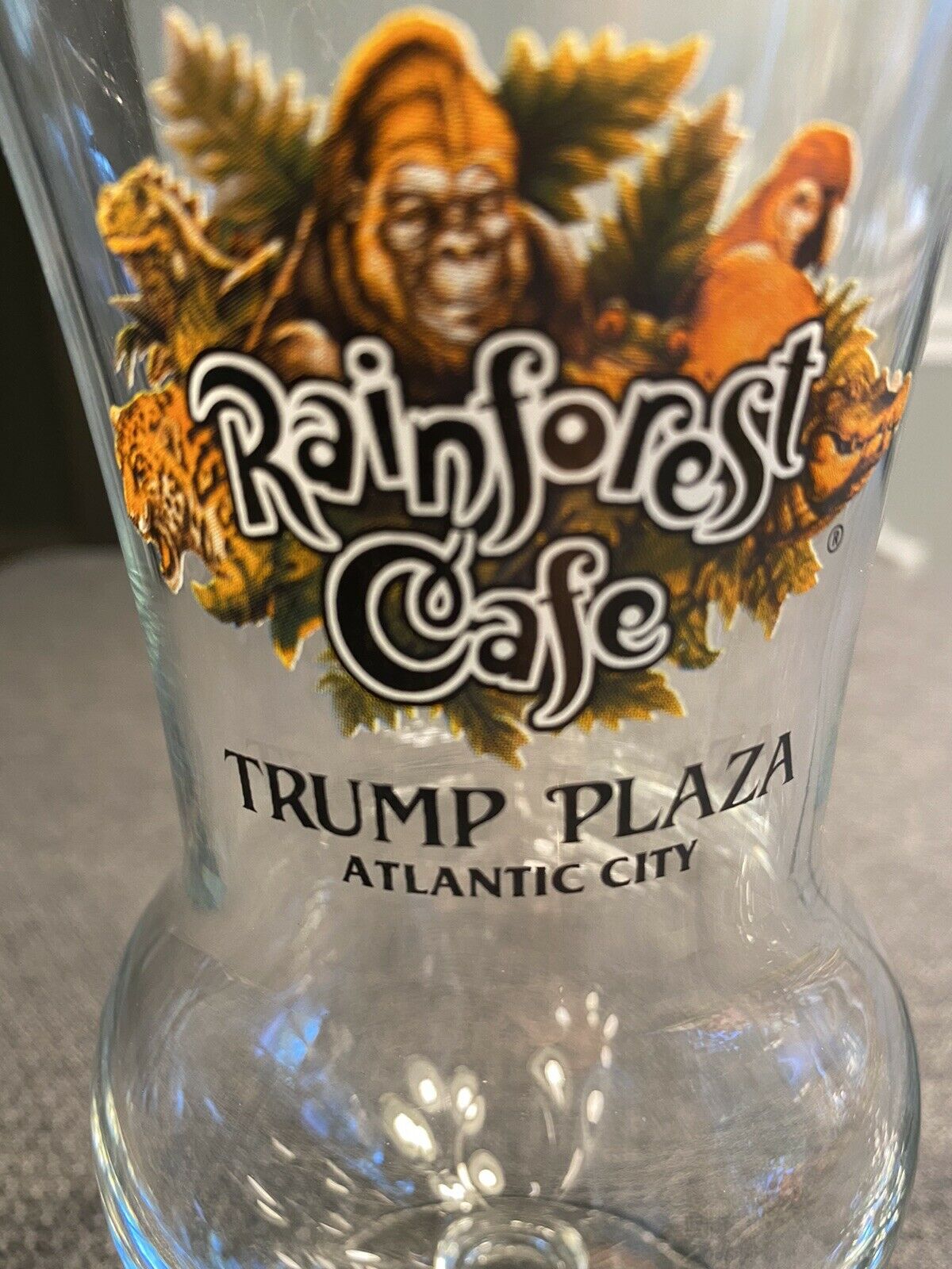 Rainforest Cafe “trump Plaza - Atlantic City” Hurricane Glass - Set Of 2