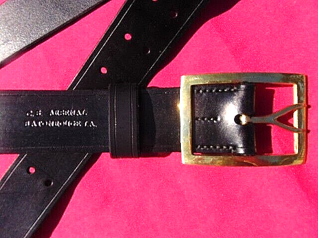 Re-enactor  Forked Buckle Belt, Size 40"-50" Marked C.s. Arsenal Baton Rouge La.
