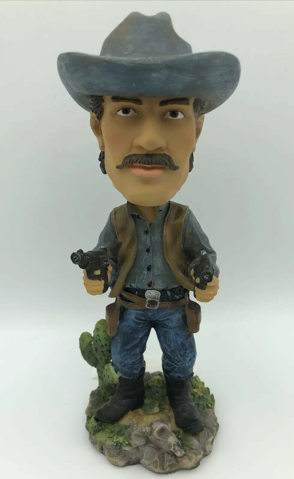 Old Western Style Cowboy With Pistols Drawn Bobblehead - Preowned