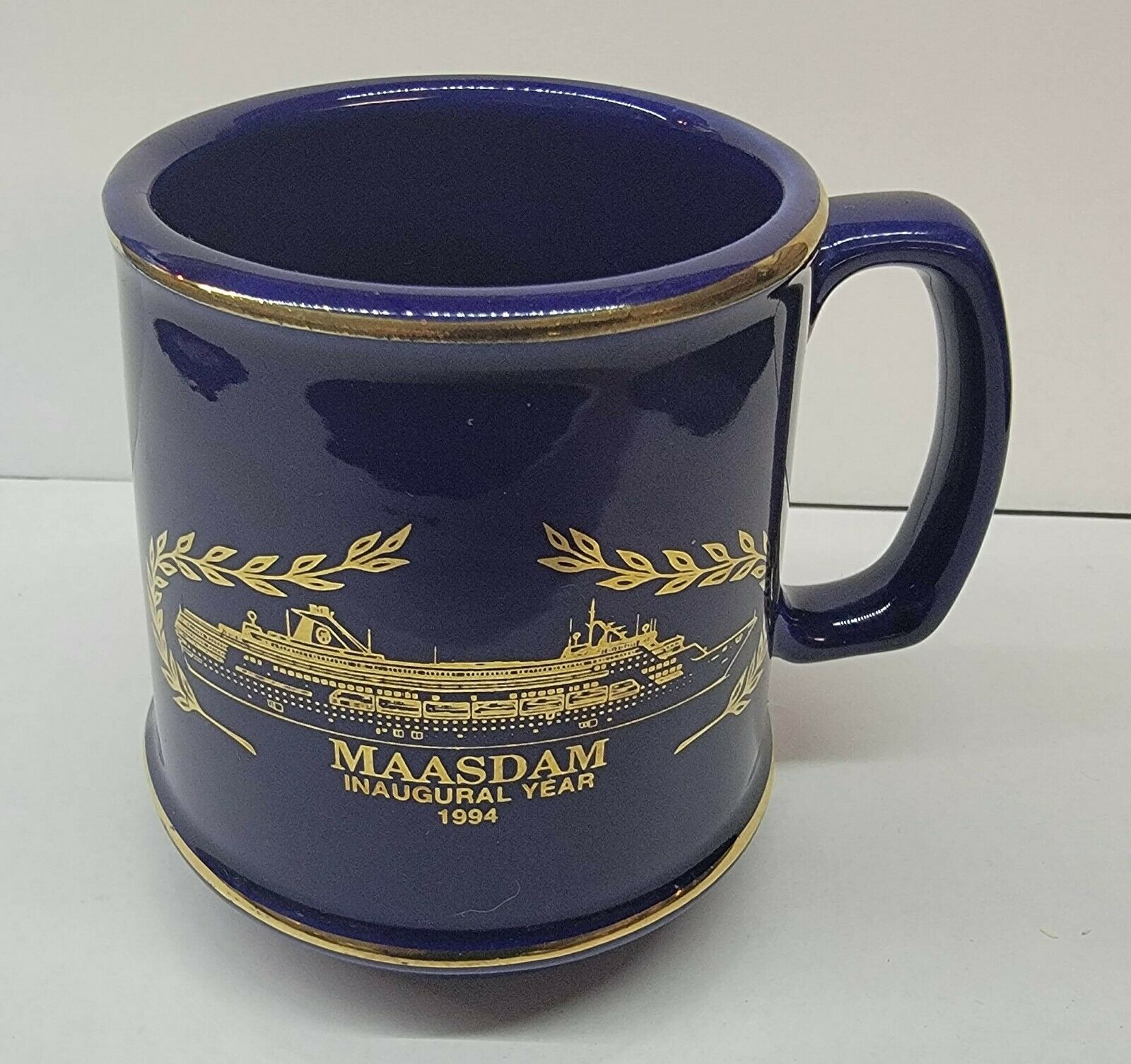 Ms Maasdam 1994 Inaugural Year Blue & Gold Coffee cup  Mug Holland America Line
