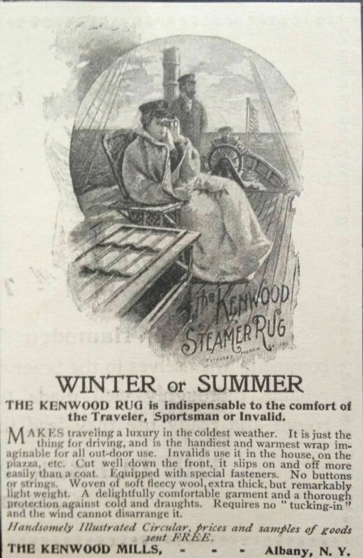 1896 Ad.(1800-5)~kenwood Mills, Albany, Ny. The Kenwood Steamer Rug Blanket