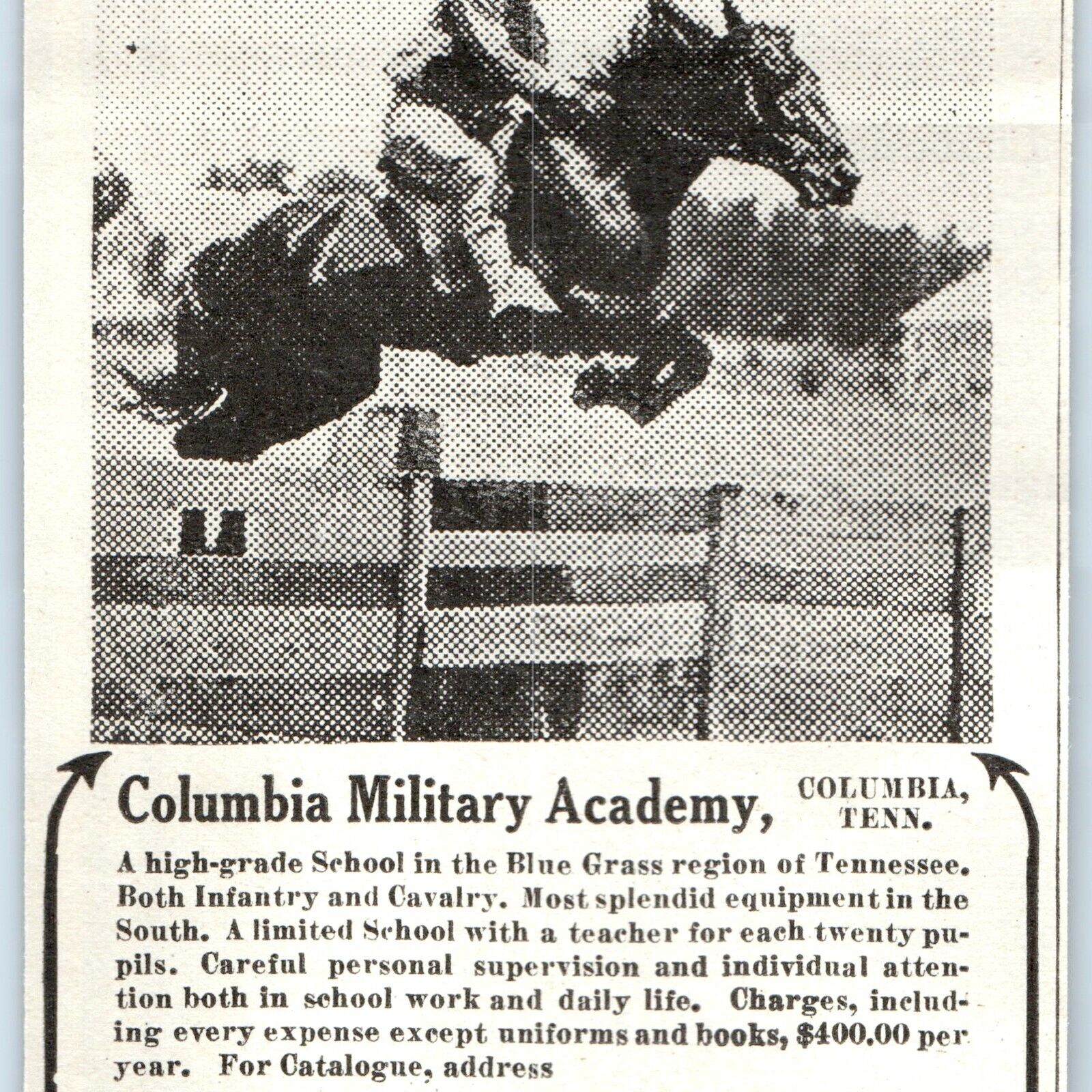 1912 Columbia, Tn Military Academy Infantry Cavalry Print Ad School Tenn C38