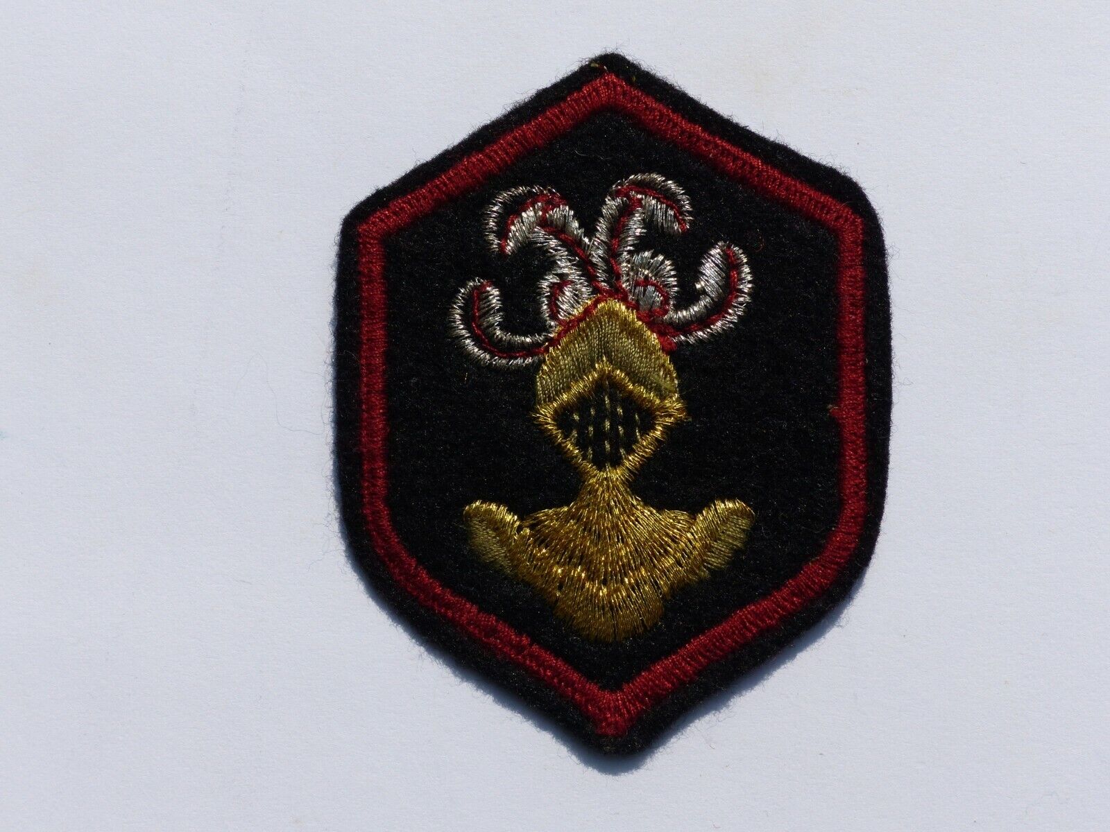 Used Vintage Unusual Partially Embroidered Emblem Knight Helmet Heraldry