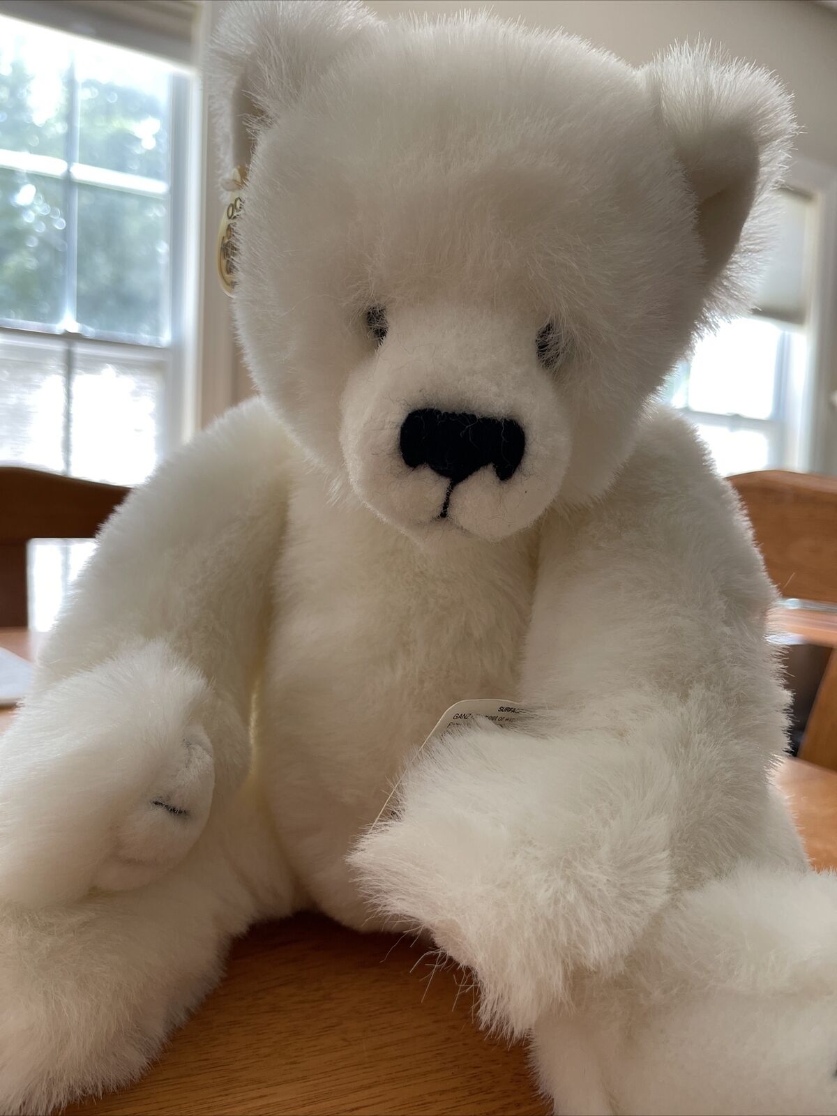 White Ganz Jointed Bear With Tags 17inches