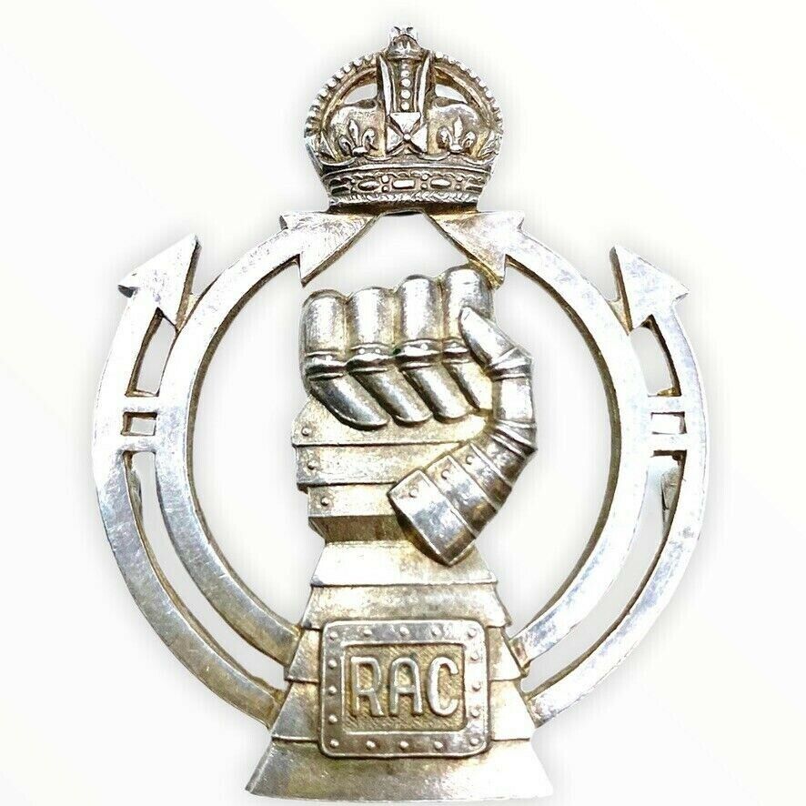 Ww2 British Royal Armoured Corps Sterling Hallmarked Officers Cap Badge 1941
