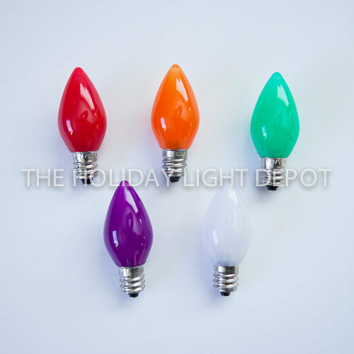 Box Of 25 C7 Multicolor Led Christmas Light Bulb Smooth Opaque Retro Fit Bulb